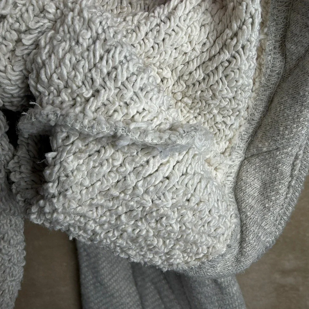 FP Beach Womens XS Grey Cowl Neck Open Back Oversized Textured Sweatshirt‎